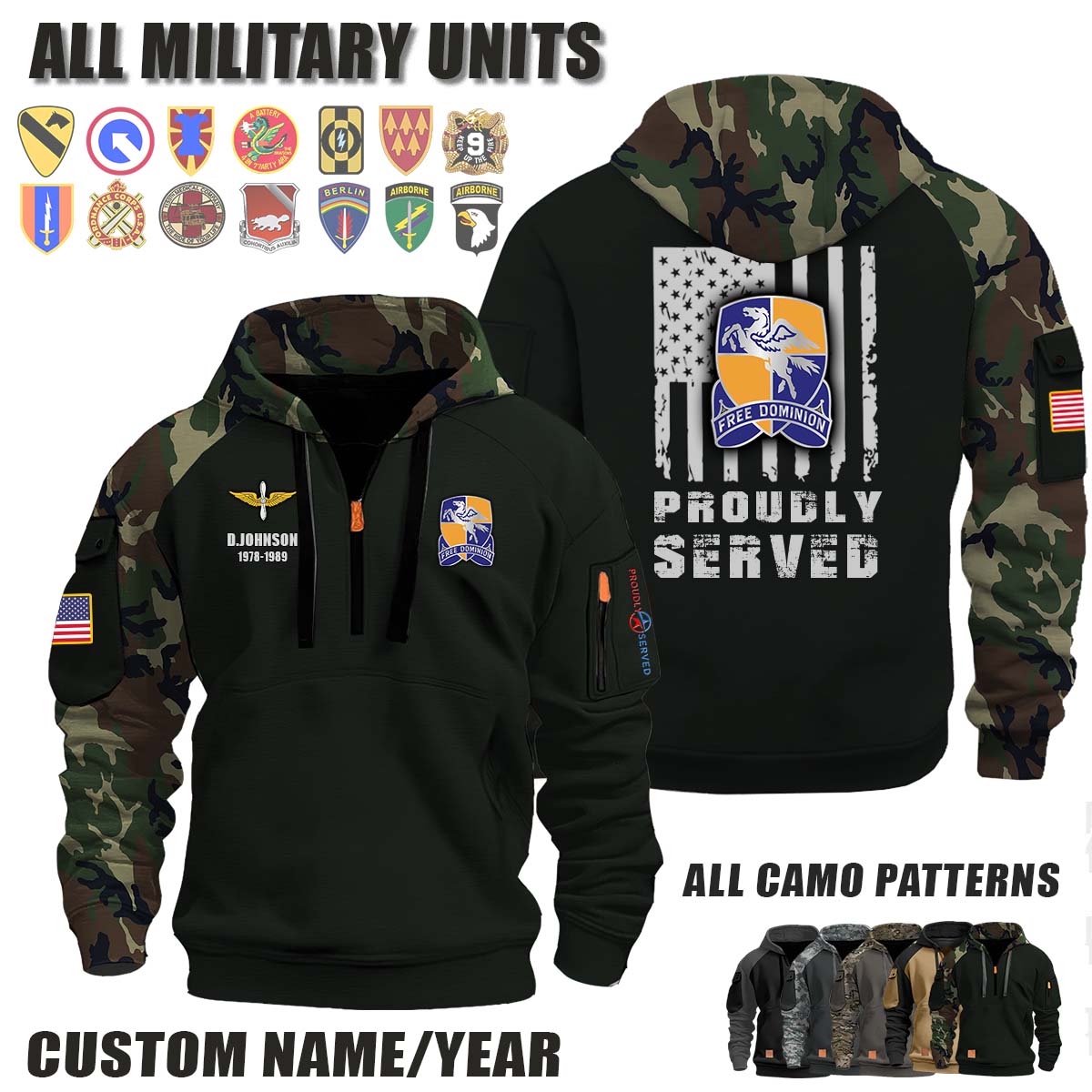 224th AVN REGT 224th Aviation Regiment_Camo Halfzip Hoodie
