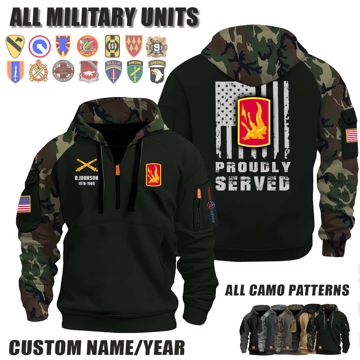 227th FA BDE 227th Field Artillery Brigade_Camo Halfzip Hoodie