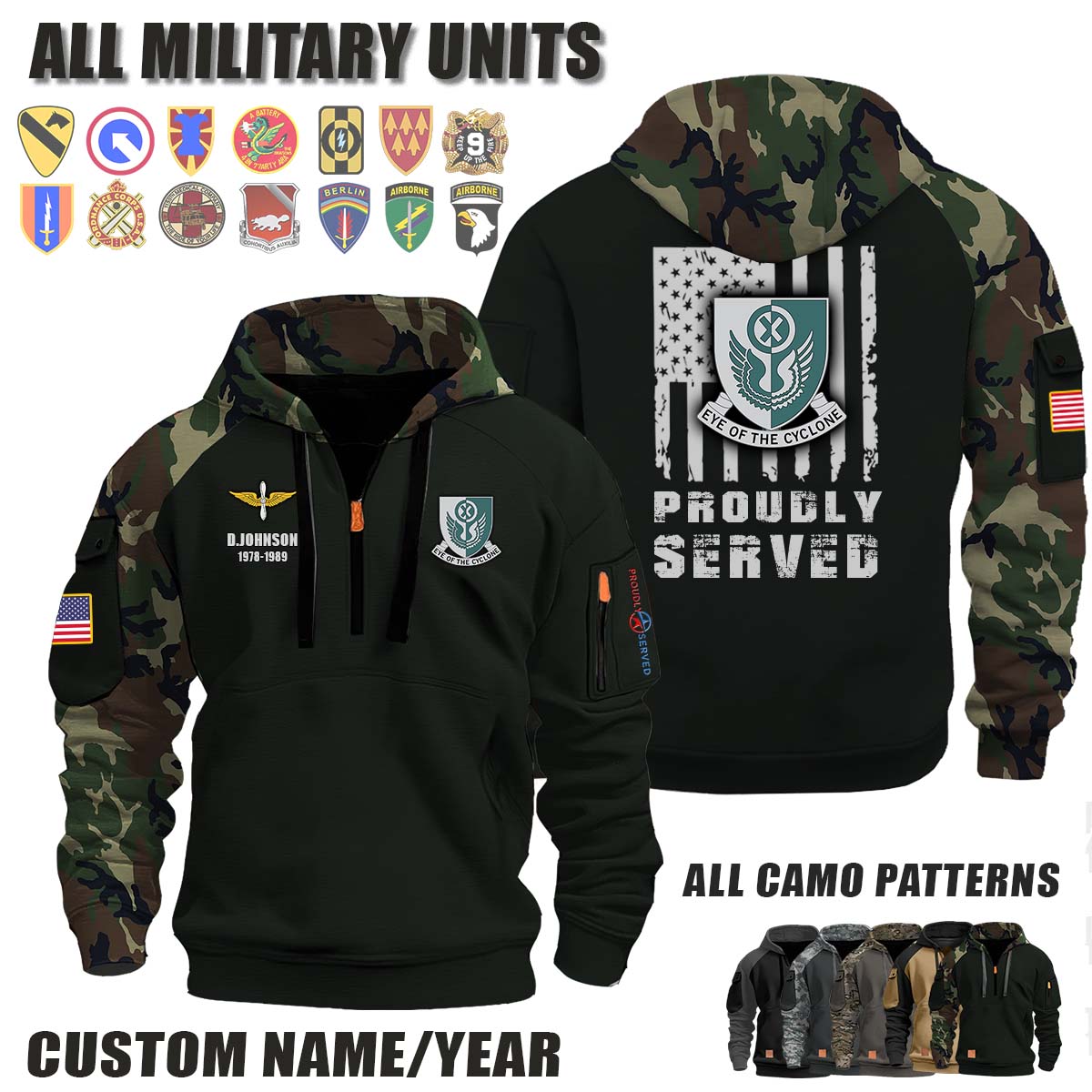 238th AVN REGT 238th Aviation Regiment_Camo Halfzip Hoodie