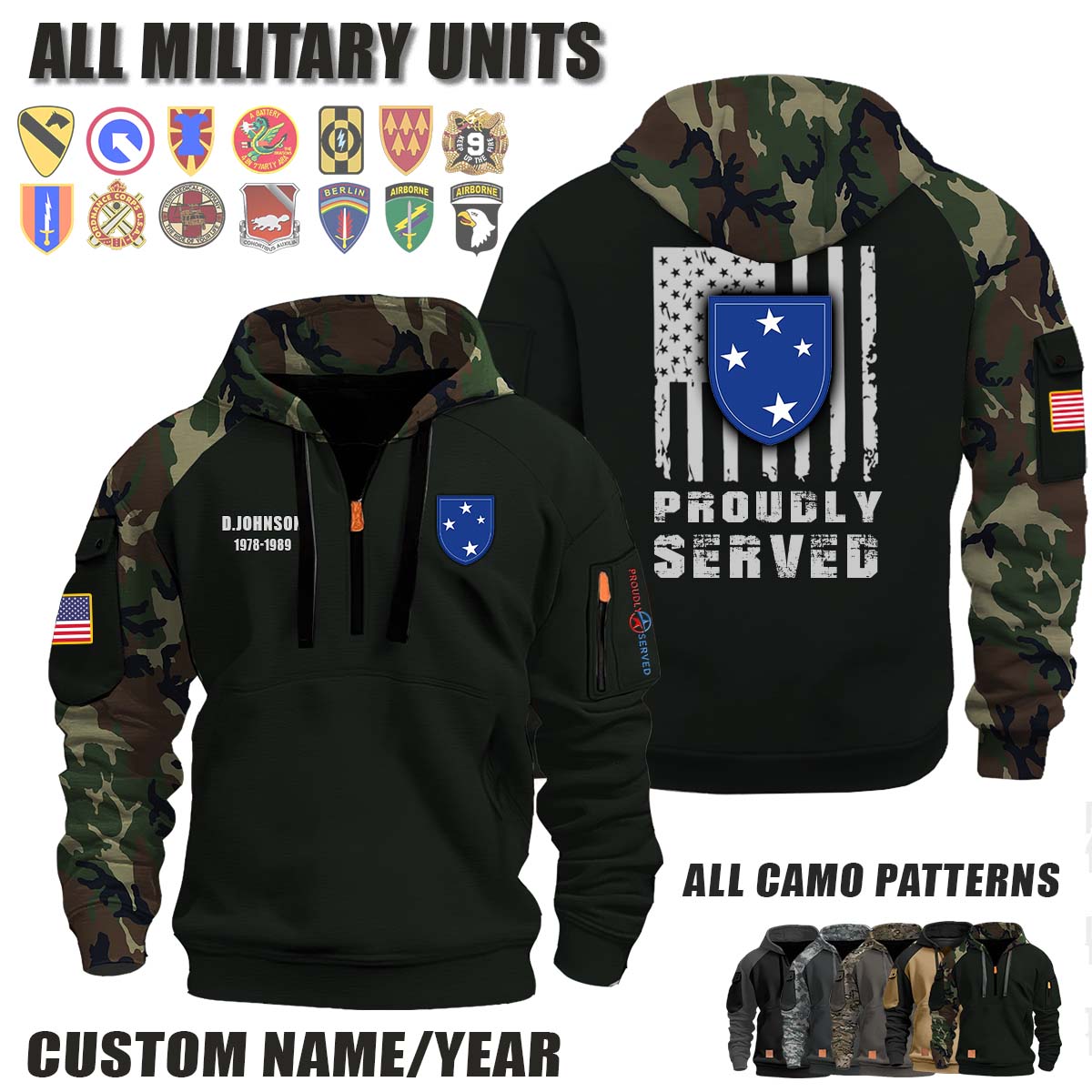 23rd ID 23rd Infantry Division_Camo Halfzip Hoodie