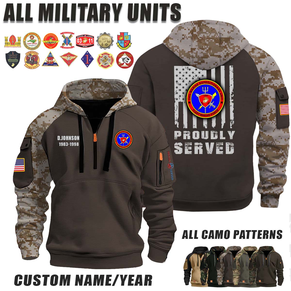24th MEU 24th Marine Expeditionary Unit_Camo Halfzip Hoodie