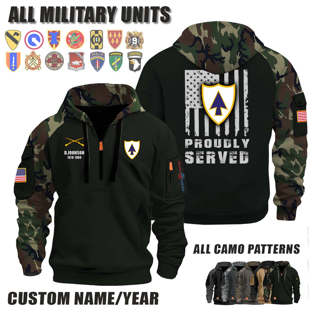 26th Infantry Regiment_Camo Halfzip Hoodie