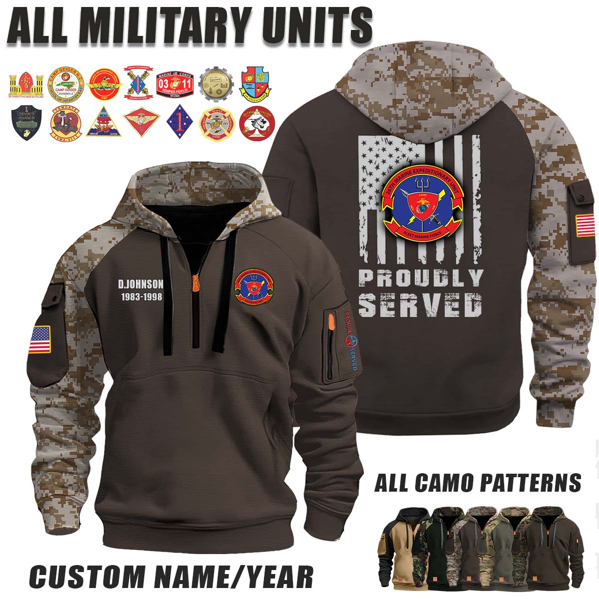 26th MEU 26th Marine Expeditionary Unit_Camo Halfzip Hoodie