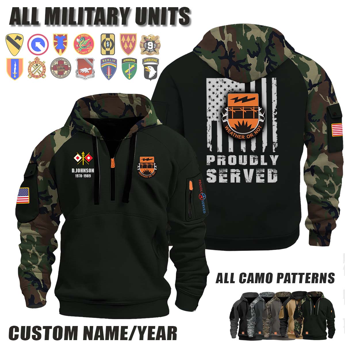 26th SIG BN 26th Signal Battalion_Camo Halfzip Hoodie