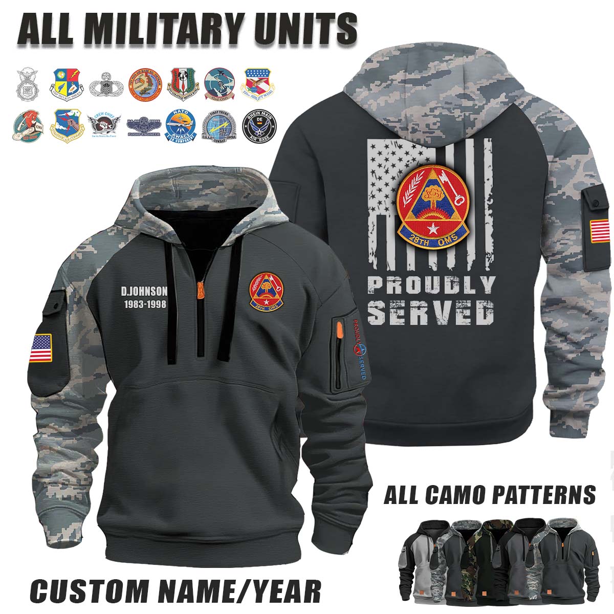 28th OMS Organizational Maintenance Squadron_Camo Halfzip Hoodie