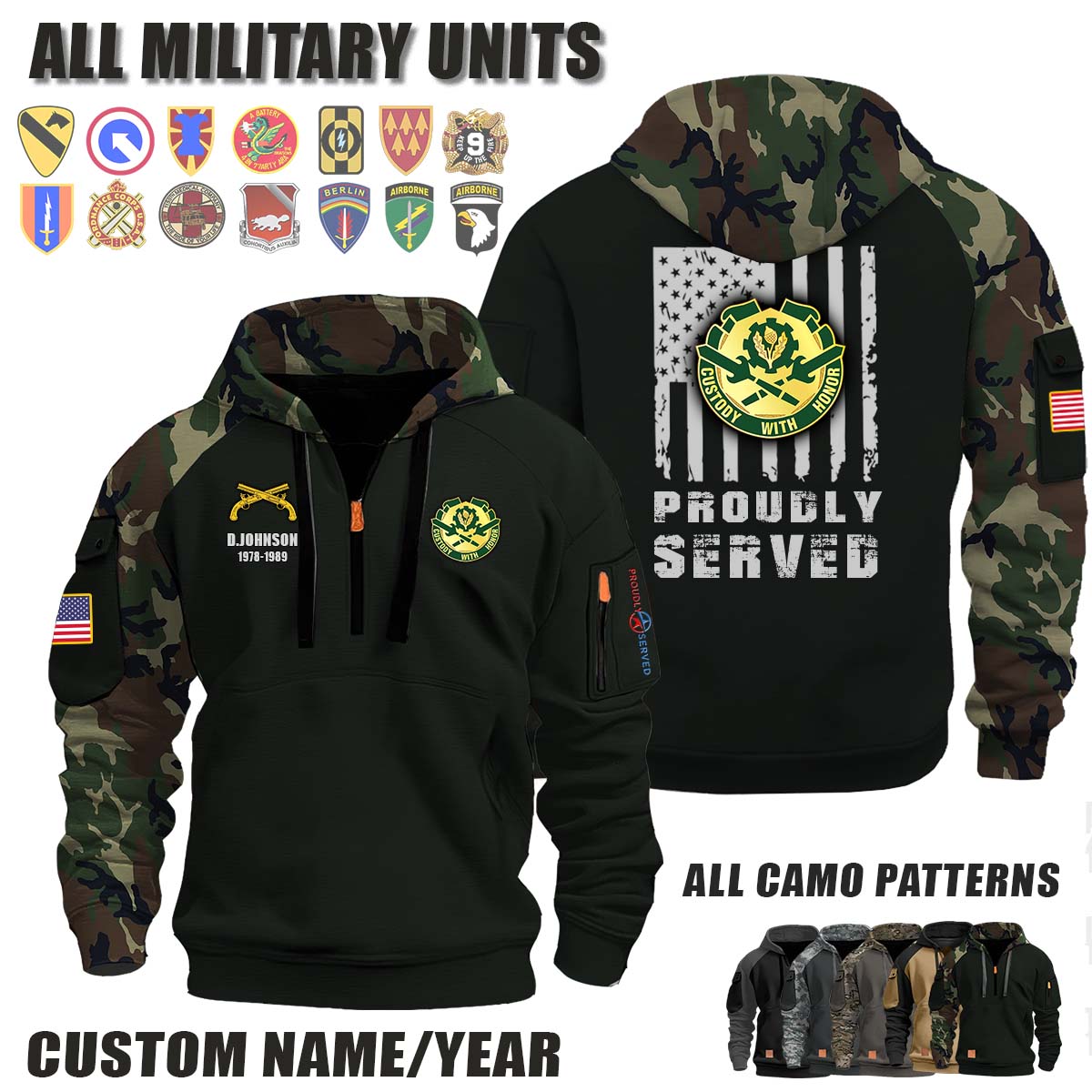 290th MP BDE 290th Military Police Brigade_Camo Halfzip Hoodie