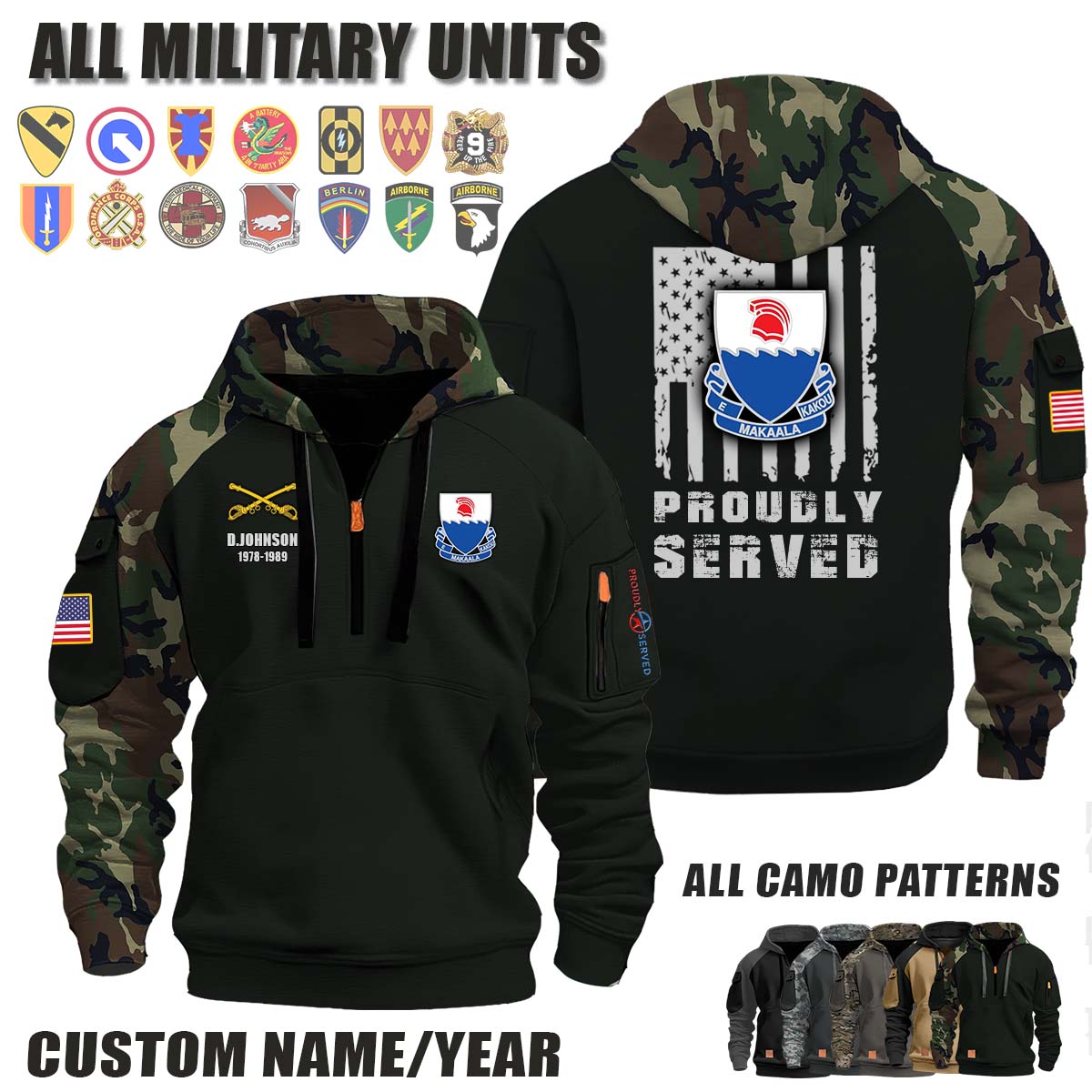 299th Cavalry Regiment_Camo Halfzip Hoodie
