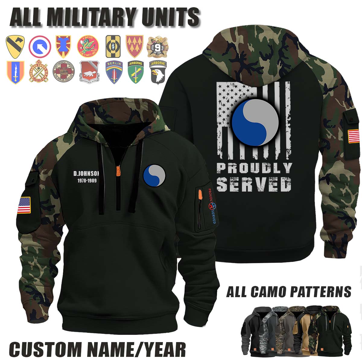 29th ID 29th Infantry Division_Camo Halfzip Hoodie