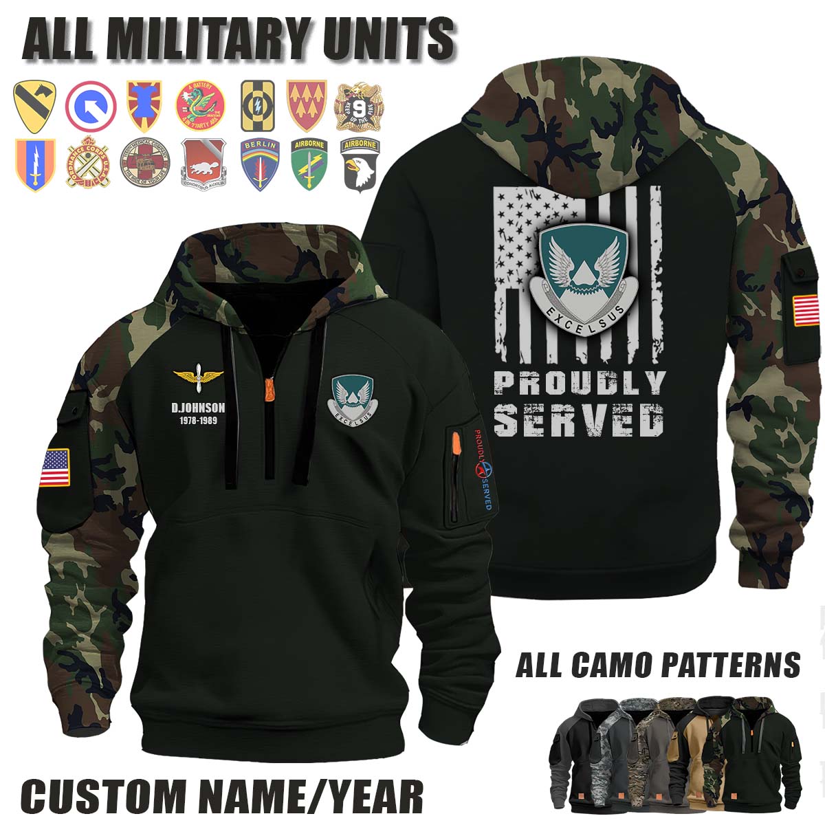 2nd AVN REGT 2nd Aviation Regiment_Camo Halfzip Hoodie