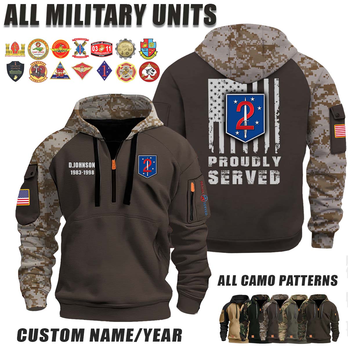 2nd Marine Raider Battalion_Camo Halfzip Hoodie
