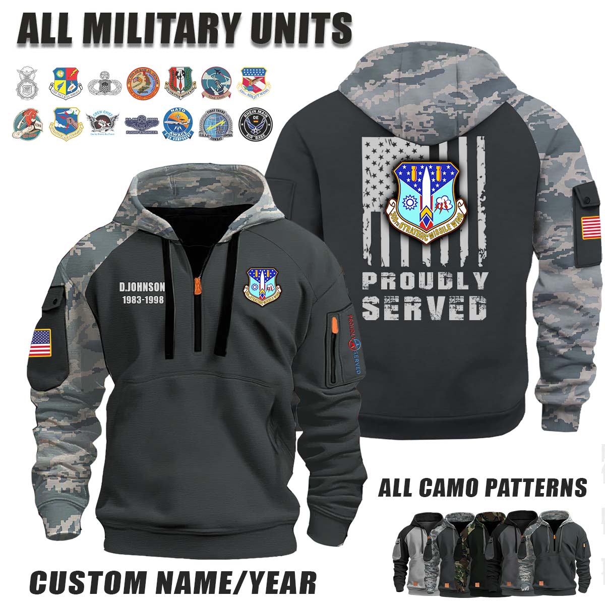 308th SMW Strategic Missile Wing_Camo Halfzip Hoodie