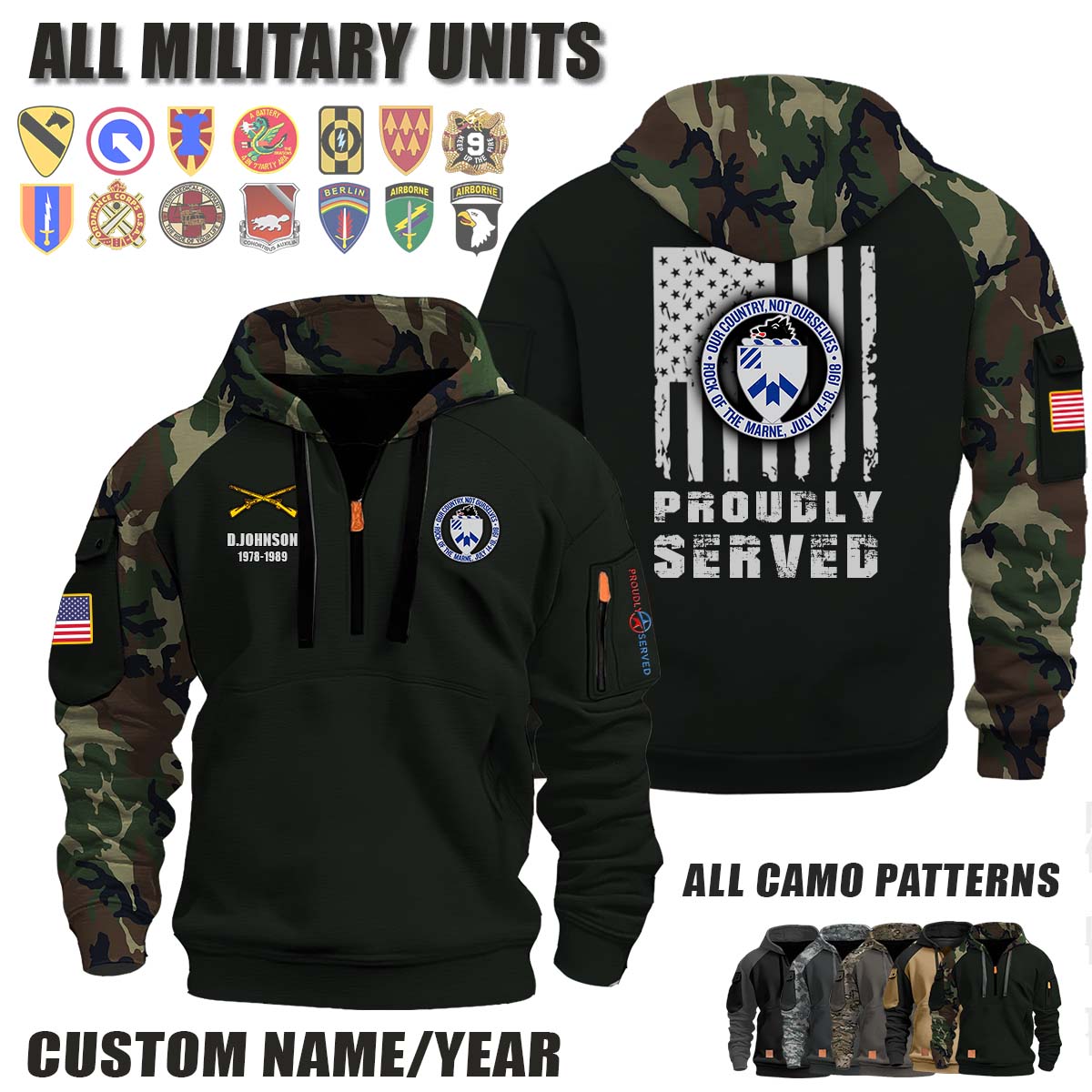 30th INF REG 30th Infantry Regiment_Camo Halfzip Hoodie