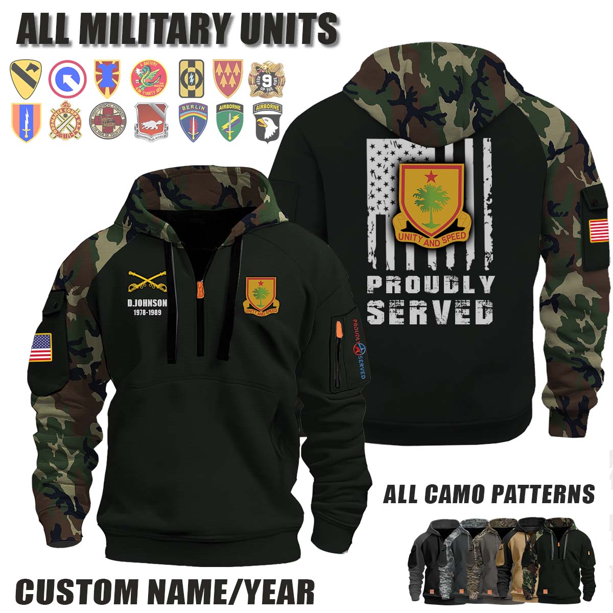 314th Cavalry Regiment_Camo Halfzip Hoodie