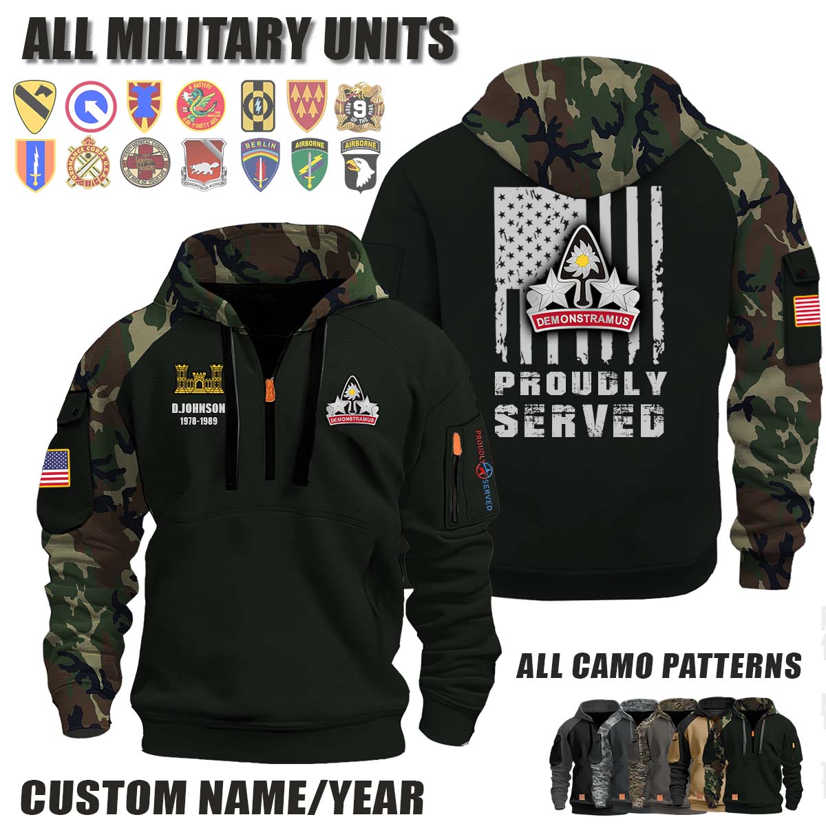 31st EN BN 31st Engineer Battalion_Camo Halfzip Hoodie