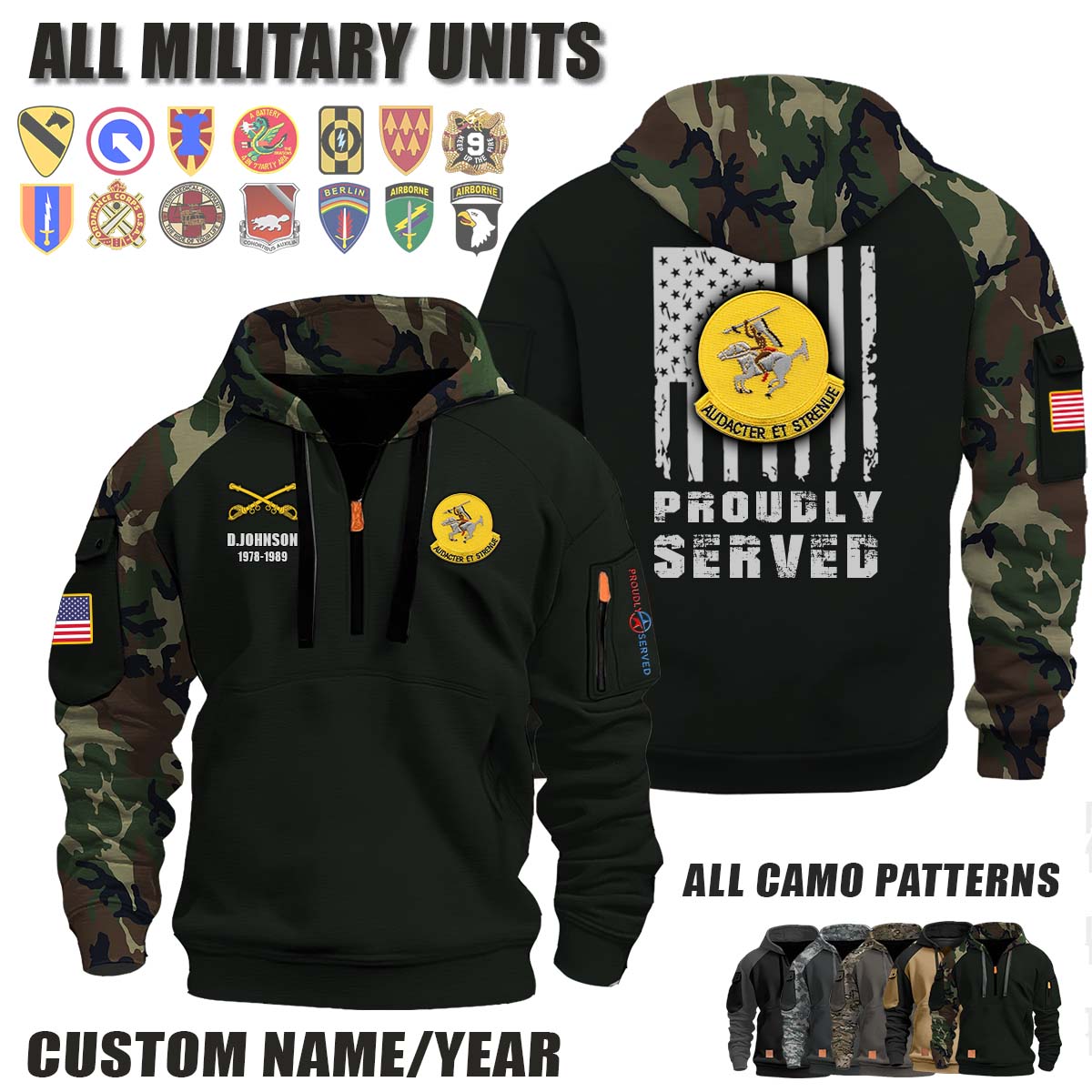 322nd Cavalry Regiment_Camo Halfzip Hoodie