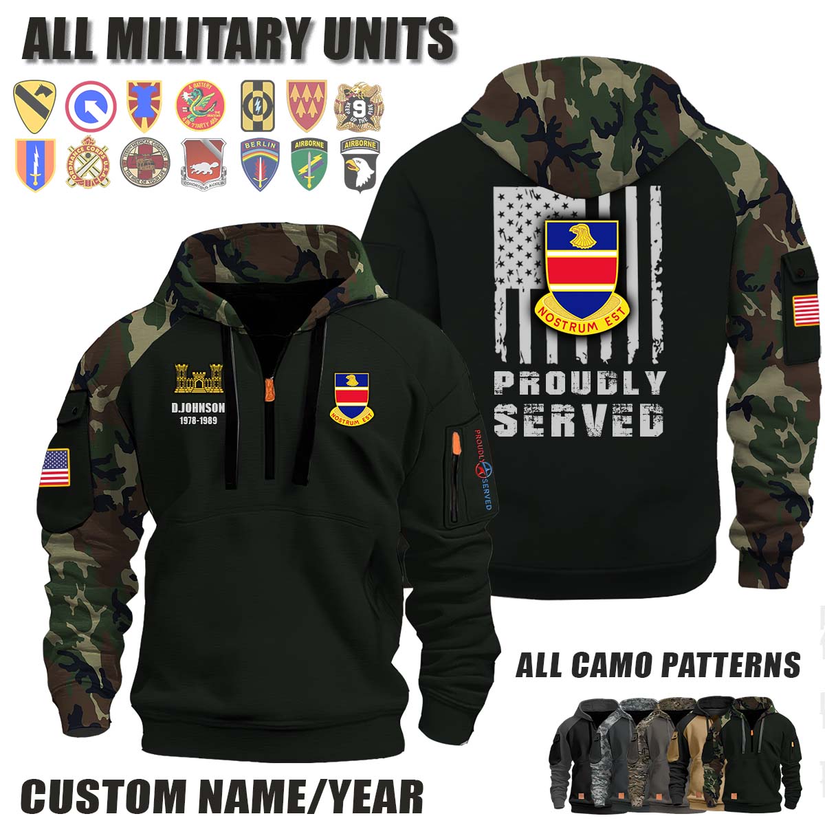 326th EN BN 326th Engineer Battalion_Camo Halfzip Hoodie