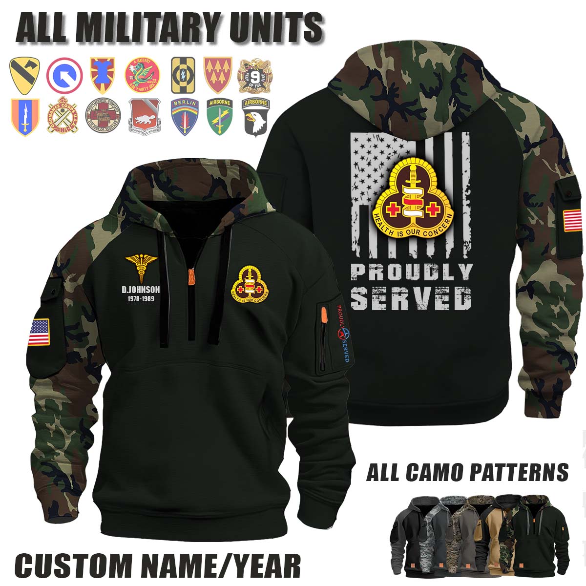 331st Medical Group_Camo Halfzip Hoodie