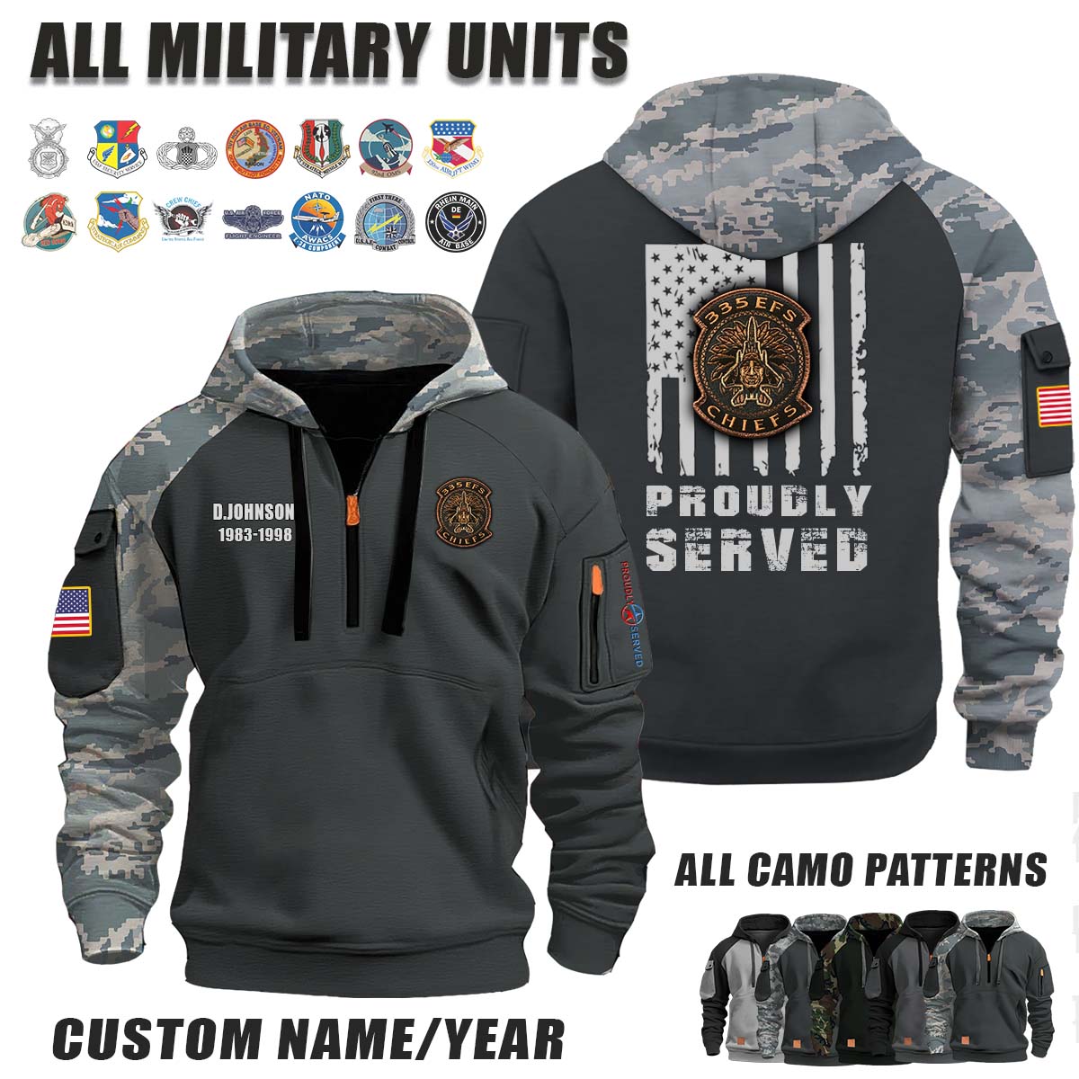 335th EFS Expeditionary Fighter Squadron_Camo Halfzip Hoodie