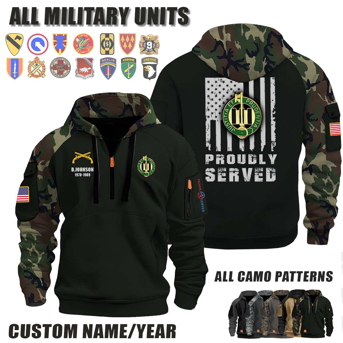 340th MP BN 340th Military Police Battalion_Camo Halfzip Hoodie