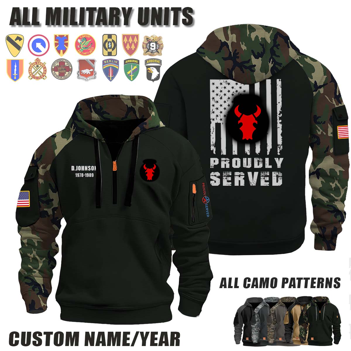 34th ID 34th Infantry Division_Camo Halfzip Hoodie