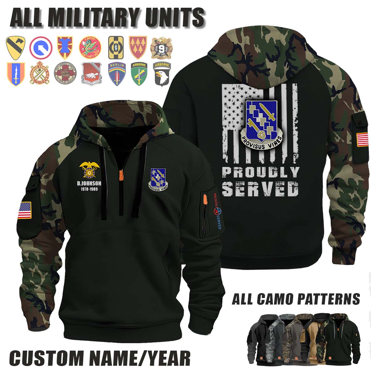 34th QM BN 34th Quartermaster Battalion_Camo Halfzip Hoodie