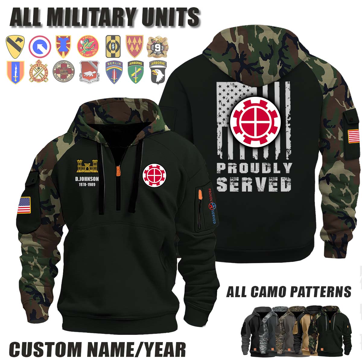 35th EN BDE 35th Engineer Brigade_Camo Halfzip Hoodie