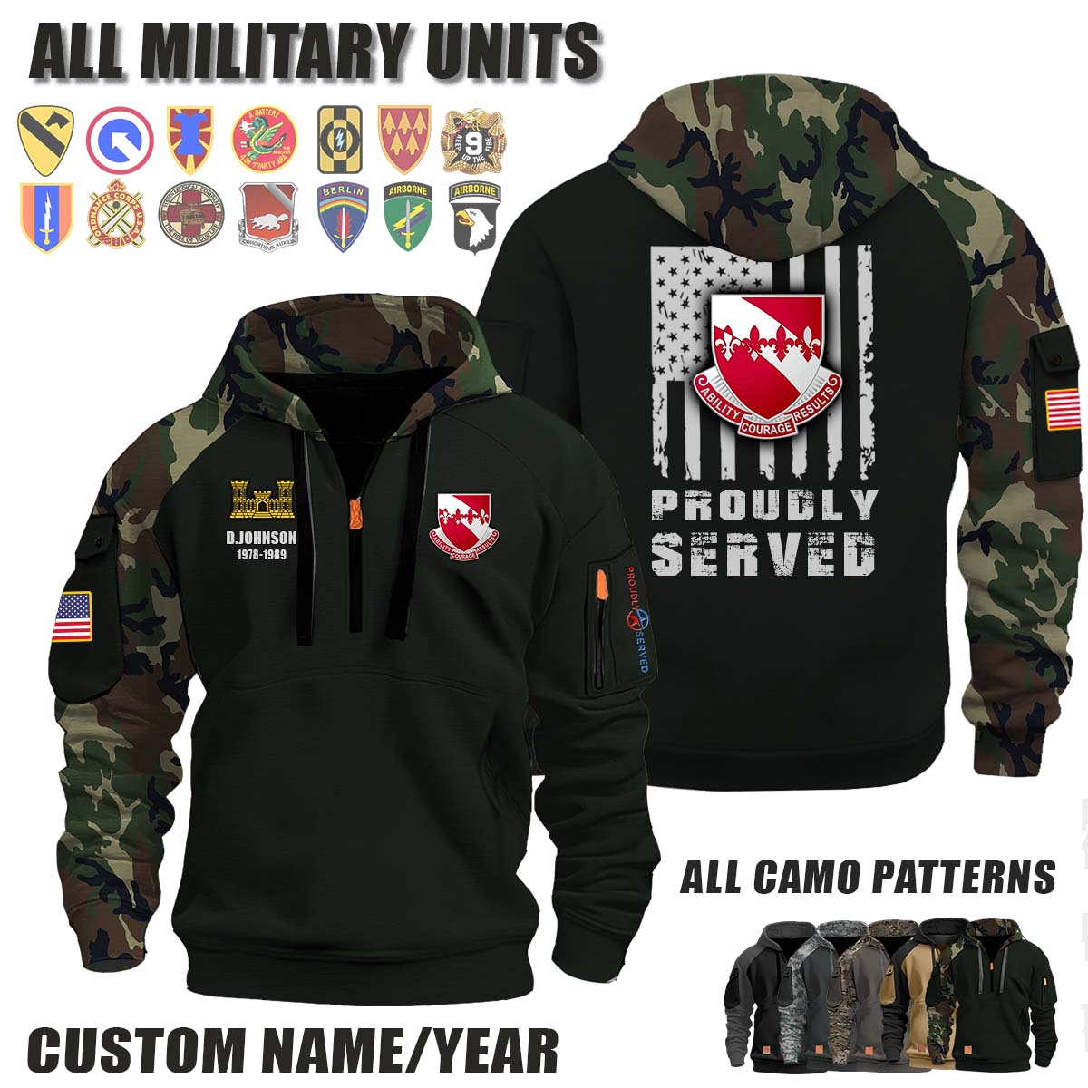35th EN BN 35th Engineer Battalion_Camo Halfzip Hoodie
