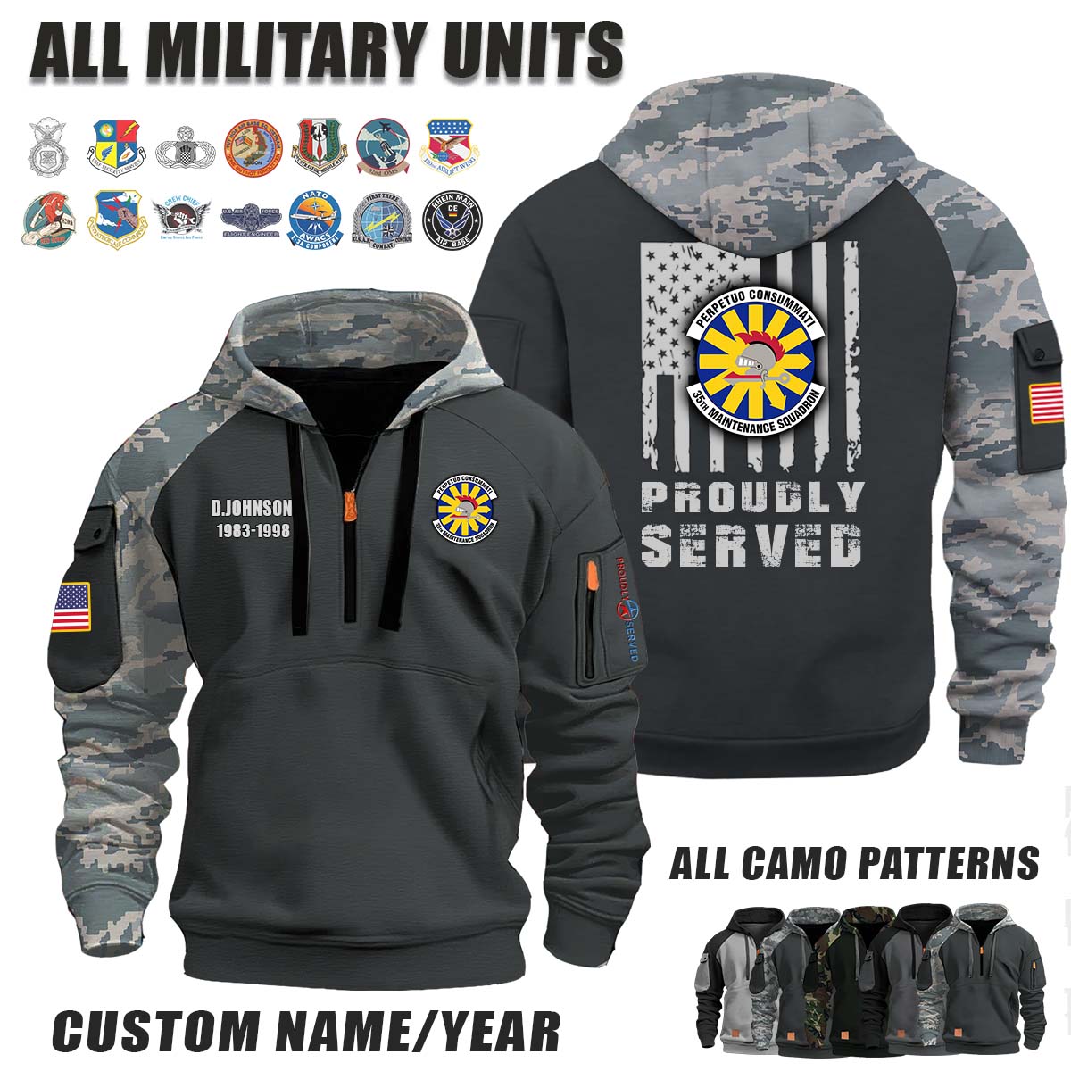 35th MXS Maintenance Squadron_Camo Halfzip Hoodie