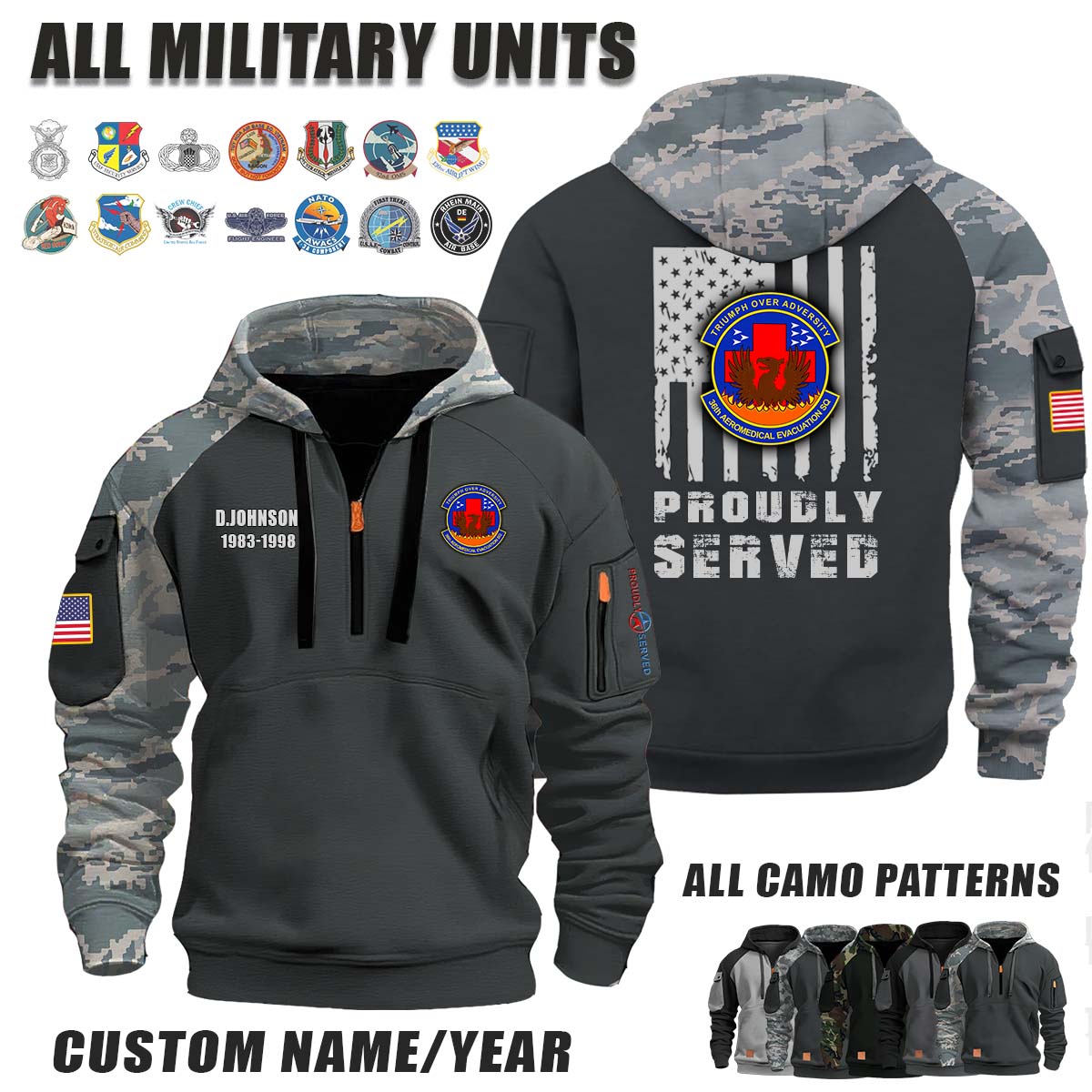 36th AES Aeromedical Evacuation Squadron_Camo Halfzip Hoodie