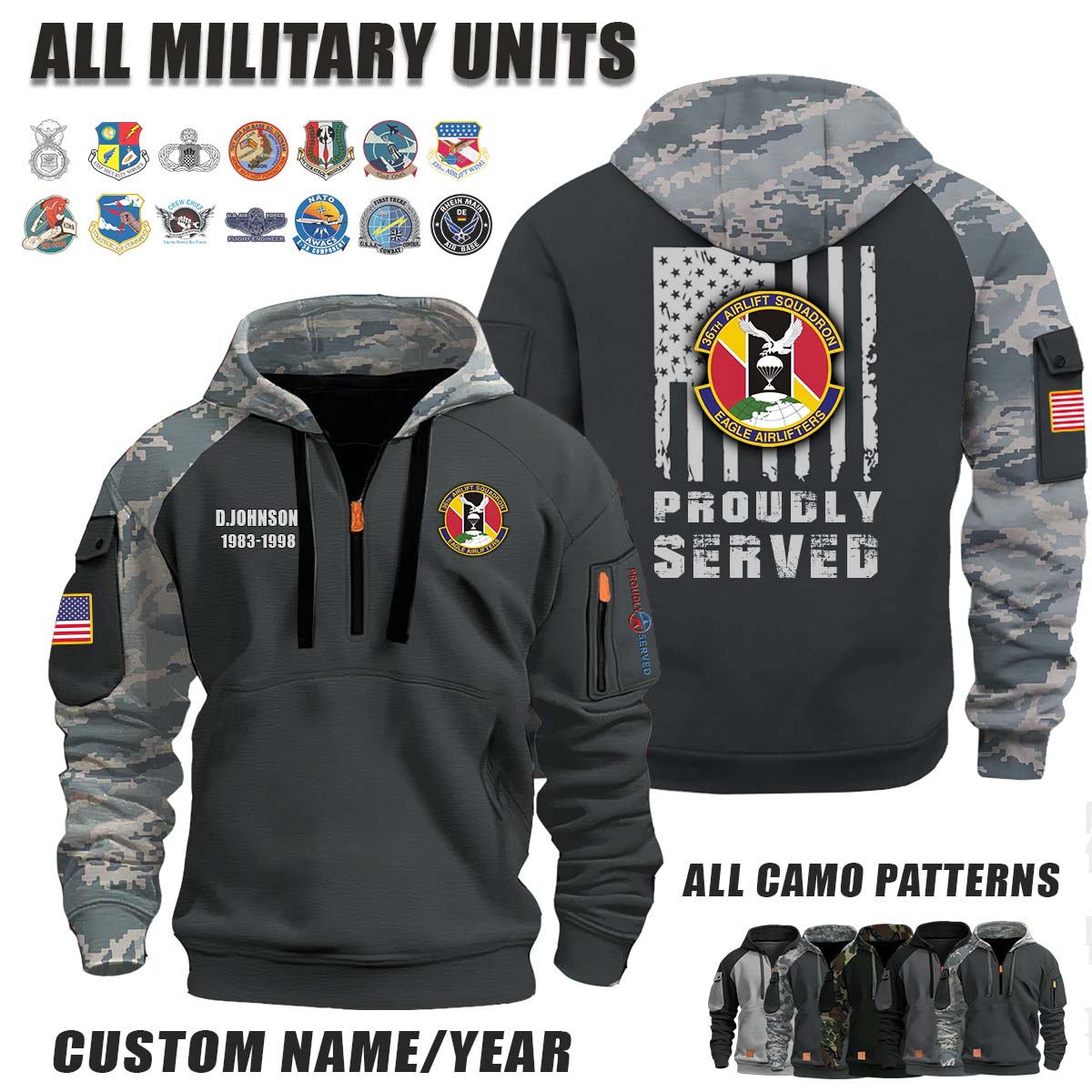 36th AS Airlift Squadron_Camo Halfzip Hoodie