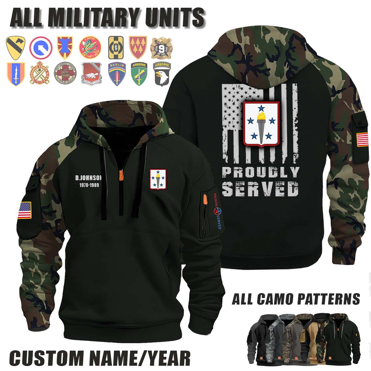 392nd Army Band_Camo Halfzip Hoodie