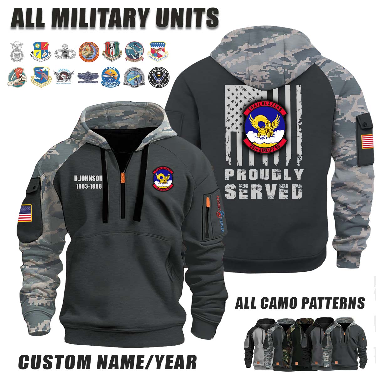 39th AS Airlift Squadron_Camo Halfzip Hoodie
