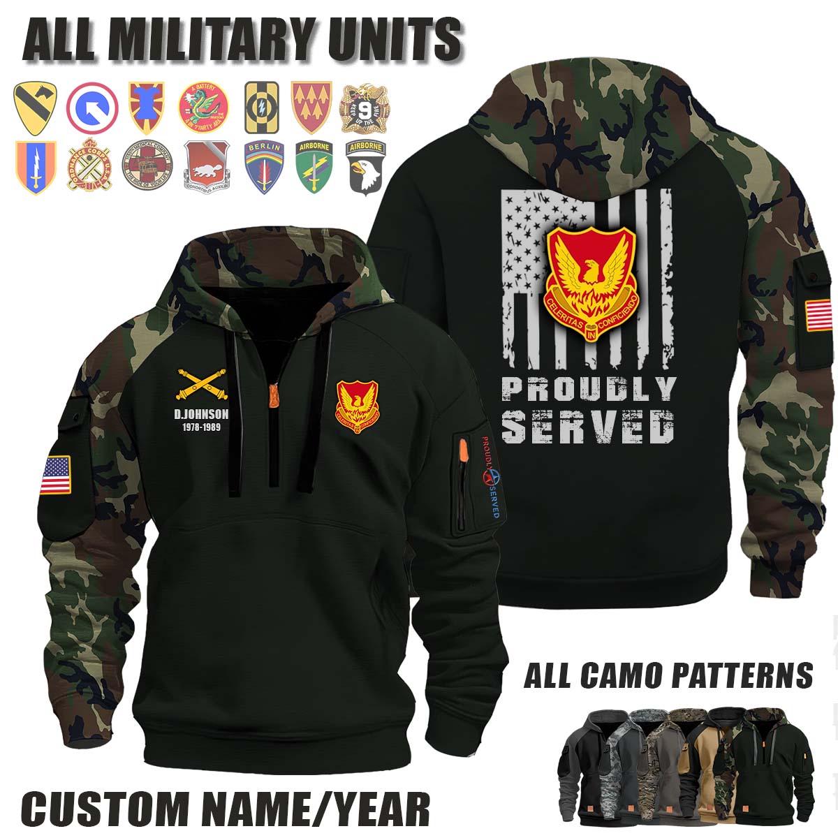 39th FA 39th Field Artillery Regiment_Camo Halfzip Hoodie