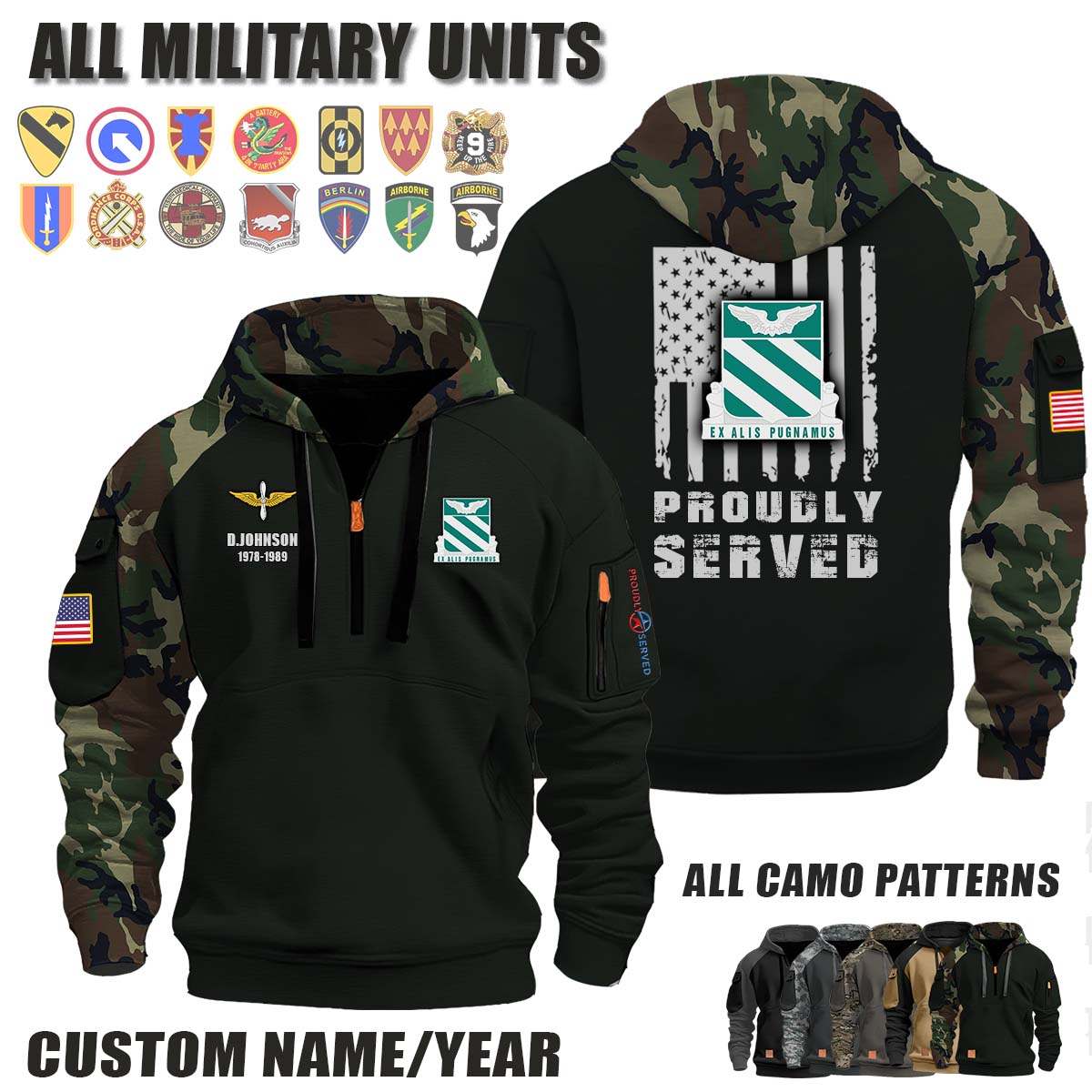 3rd AVN REGT 3rd Aviation Regiment_Camo Halfzip Hoodie