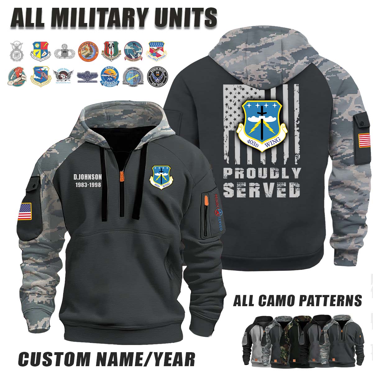 403rd Wing_Camo Halfzip Hoodie