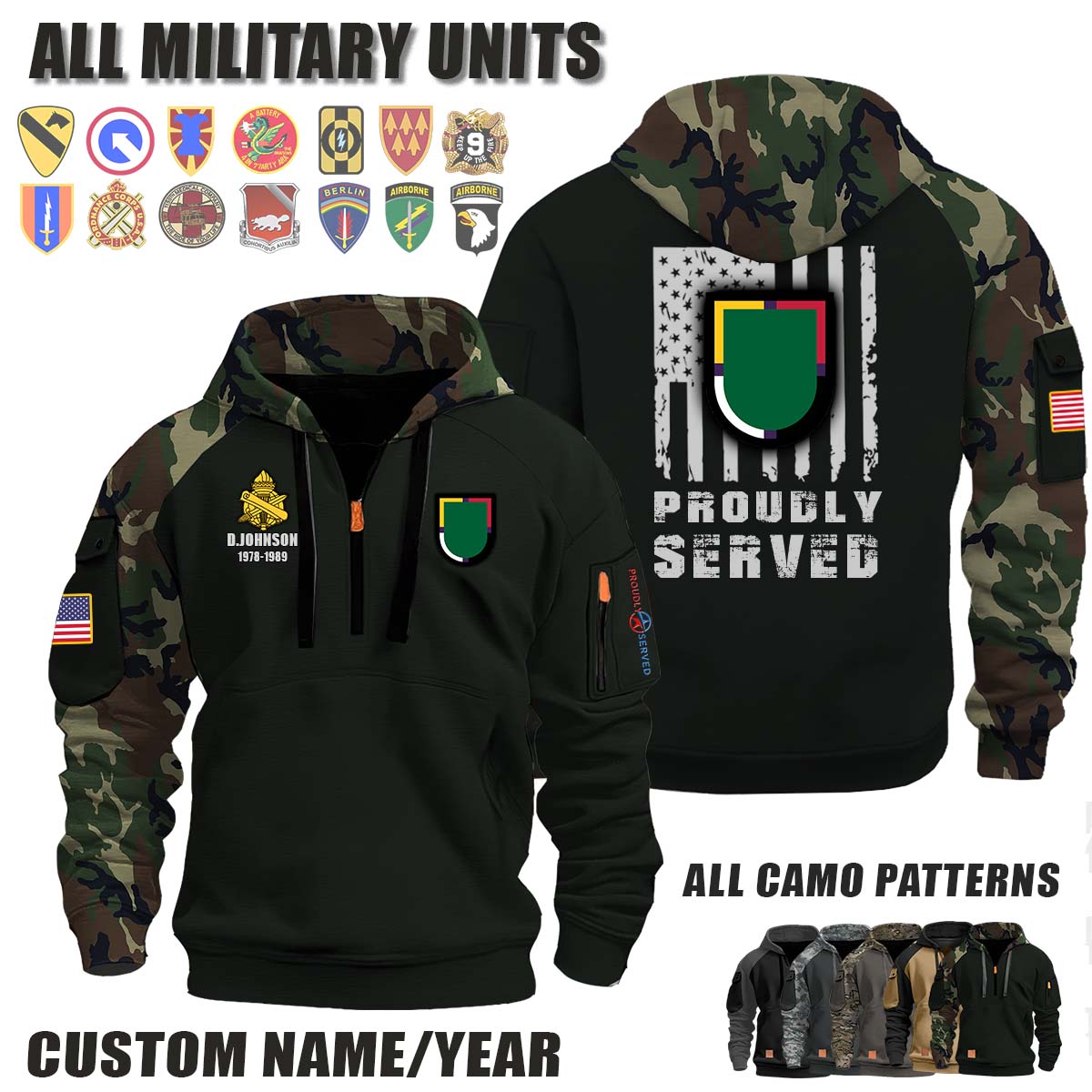404th CA BN 404th Civil Affairs Battalion (Airborne)_Camo Halfzip Hoodie
