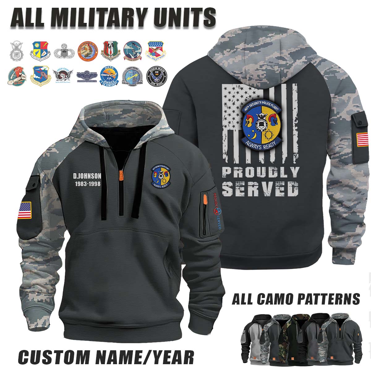 40th SPF Security Police Flight_Camo Halfzip Hoodie