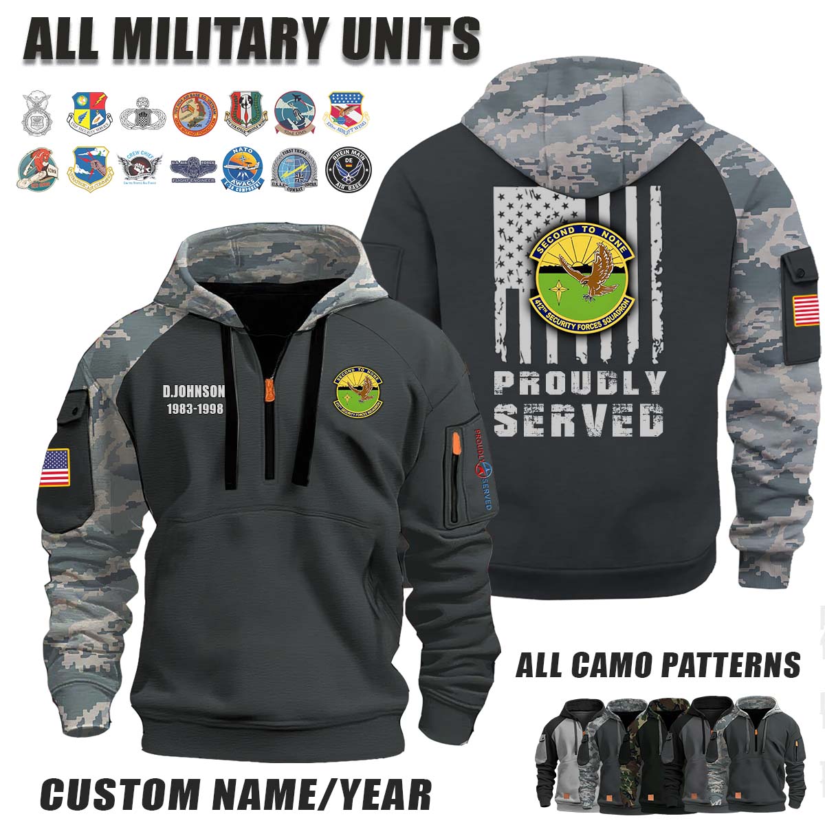412th SFS Security Forces Squadron_Camo Halfzip Hoodie
