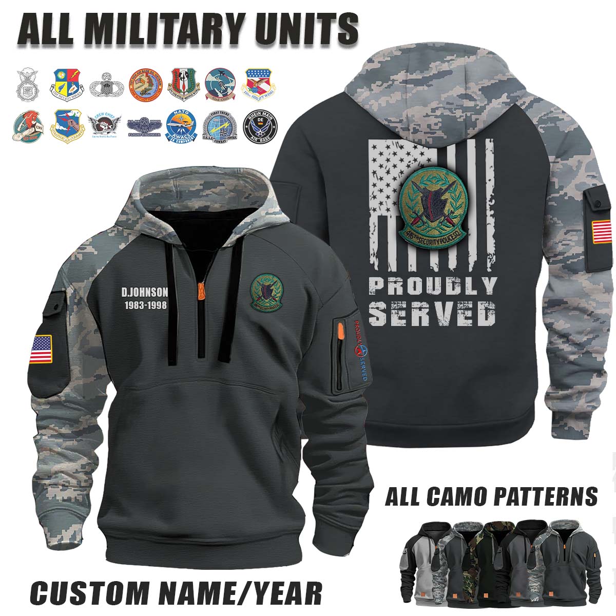 416th SPS 416th Security Police Squadron_Camo Halfzip Hoodie