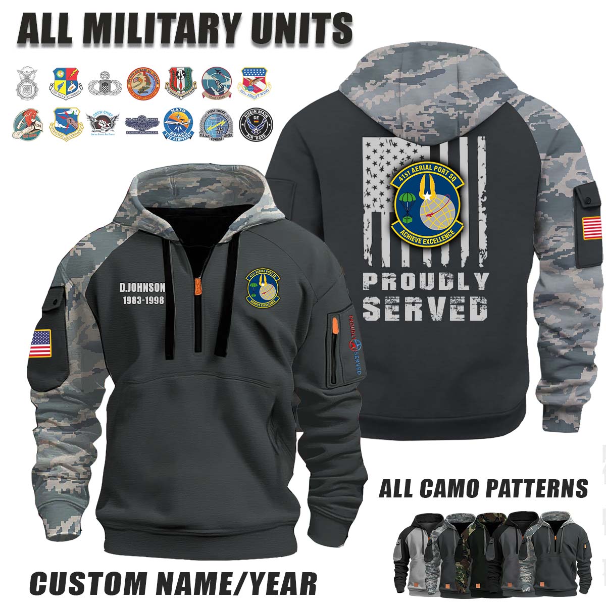 41st APS Aerial Port Squadron_Camo Halfzip Hoodie