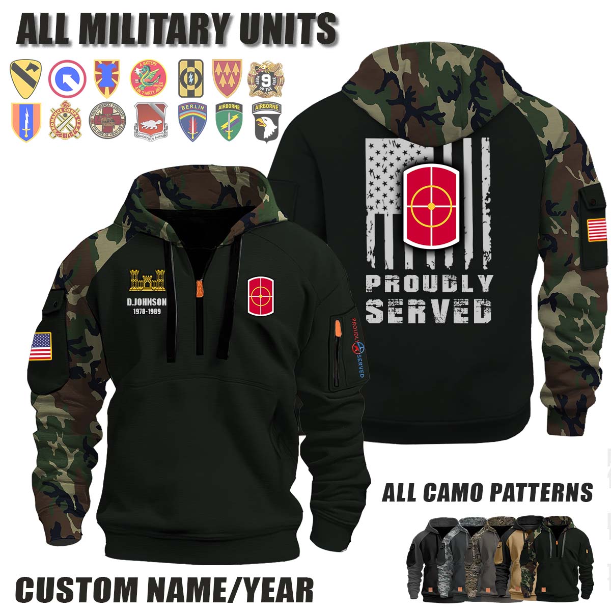 420th EN BDE 420th Engineer Brigade_Camo Halfzip Hoodie