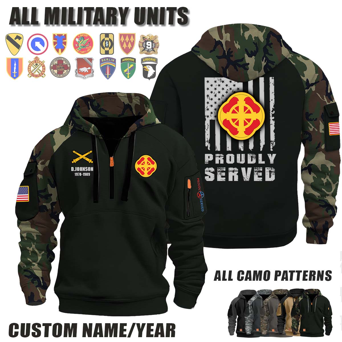 428th FA BDE 428th Field Artillery Brigade_Camo Halfzip Hoodie