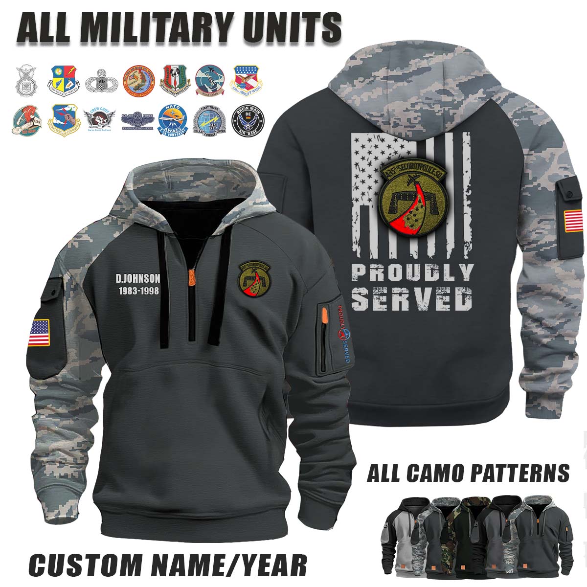 435th SPS 435th Security Police Squadron_Camo Halfzip Hoodie