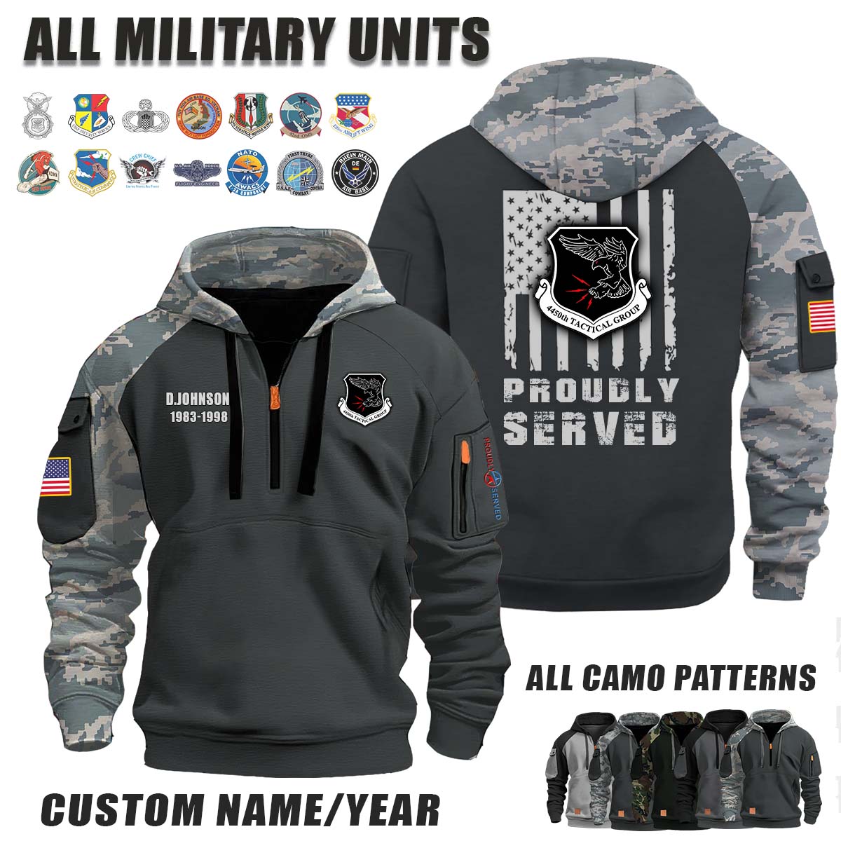 4450th TG Tactical Group_Camo Halfzip Hoodie
