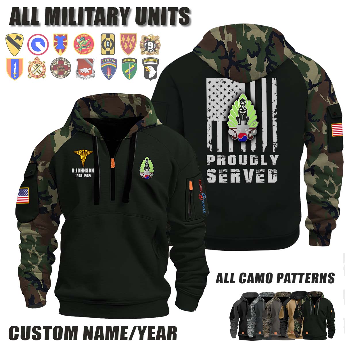 45th MASH 45th Mobile Army Surgical Hospital_Camo Halfzip Hoodie