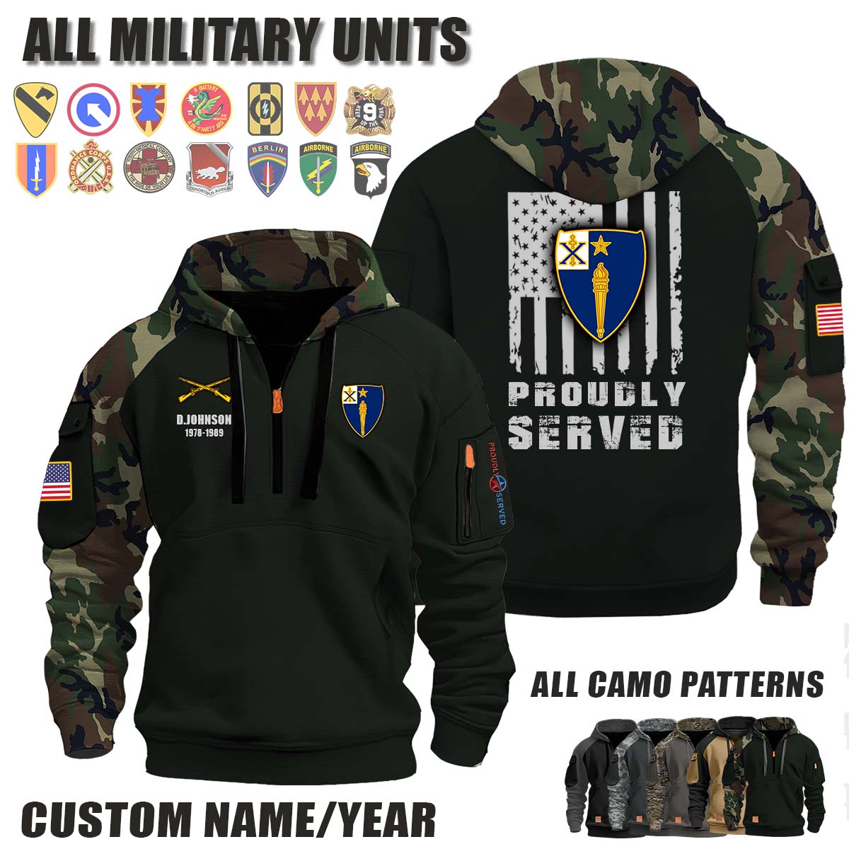 46th Infantry Regiment_Camo Halfzip Hoodie