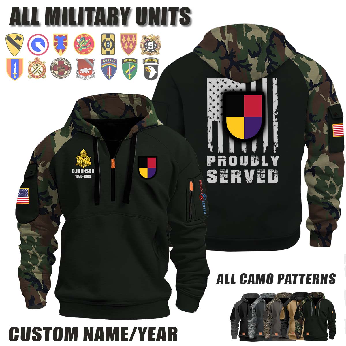 478th CA BN 478th Civil Affairs Battalion (Airborne)_Camo Halfzip Hoodie
