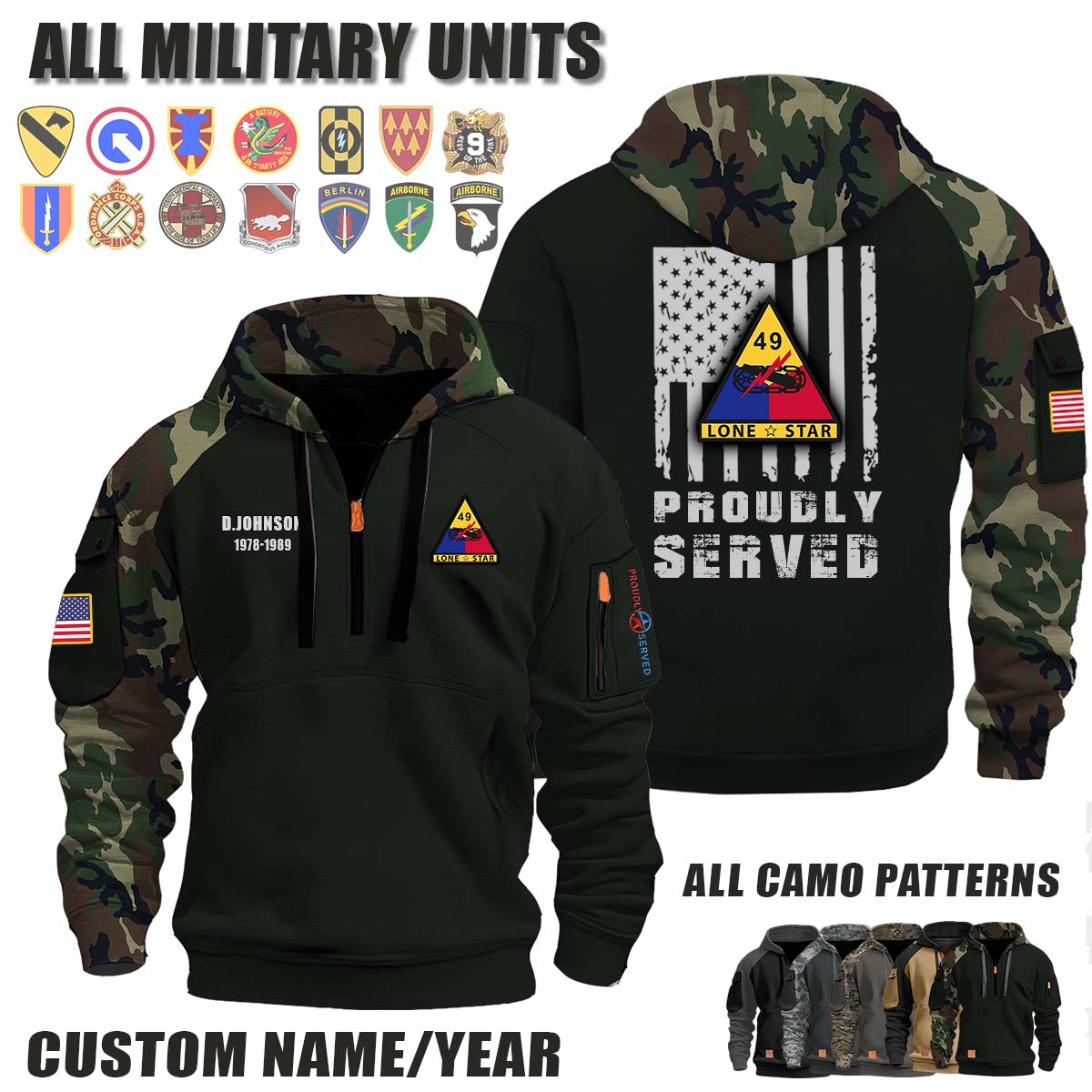 49th AD 49th Armored Division_Camo Halfzip Hoodie