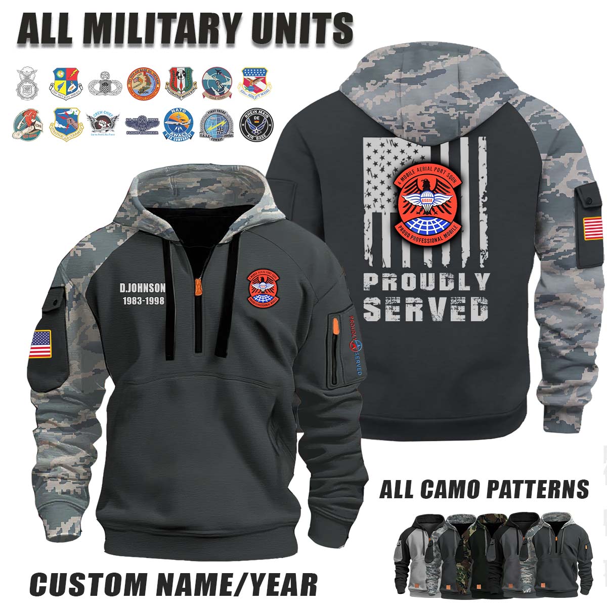 4th MAPS 4th Mobile Aerial Port Squadron_Camo Halfzip Hoodie