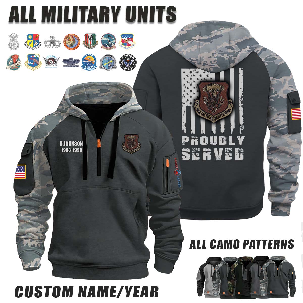 50th Tactical Fighter Wing_Camo Halfzip Hoodie